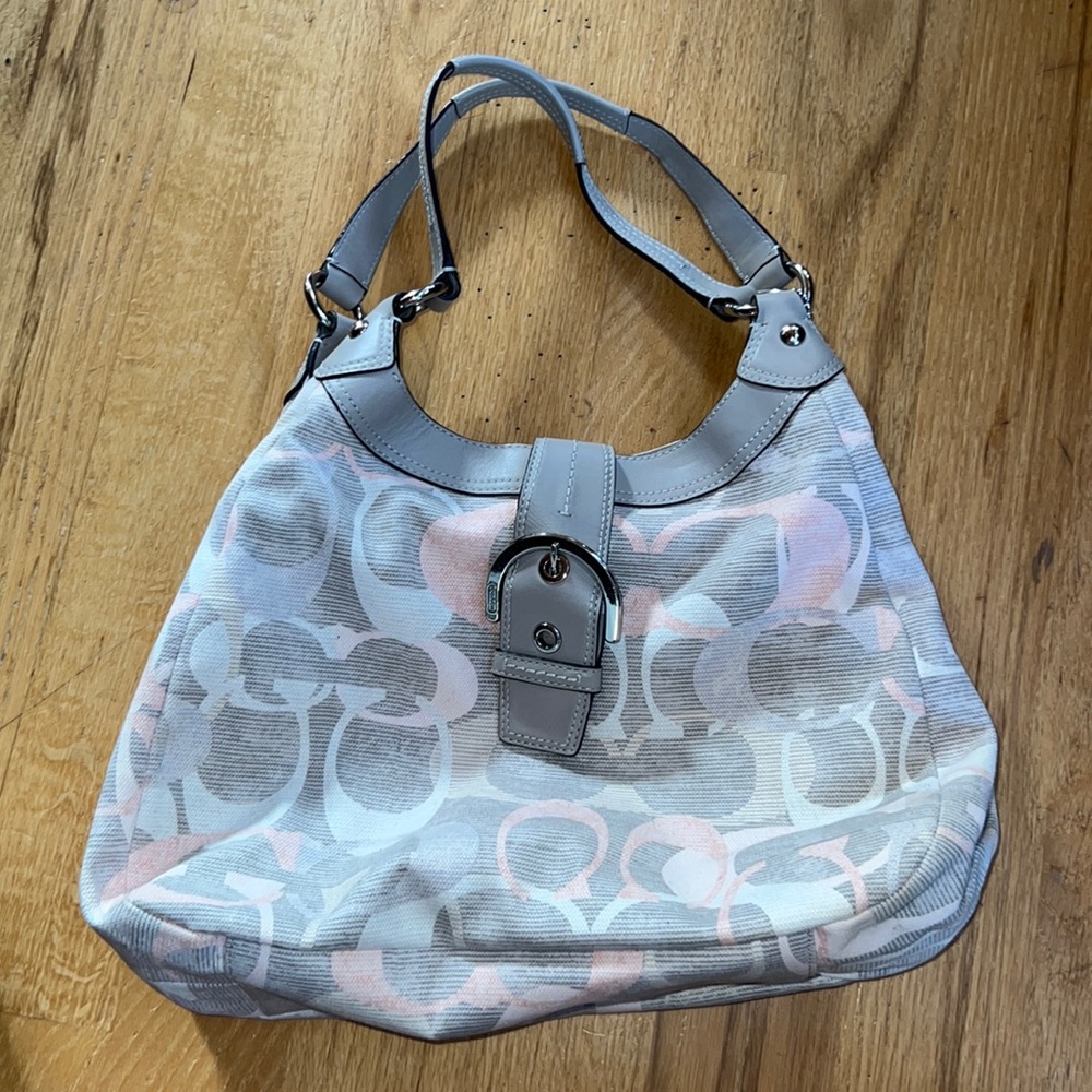 Pink and grey coach bag